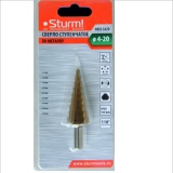 Сверло ступенчатое по металлу 4-20мм шаг 2мм HSS+TIN прямое Sturm!